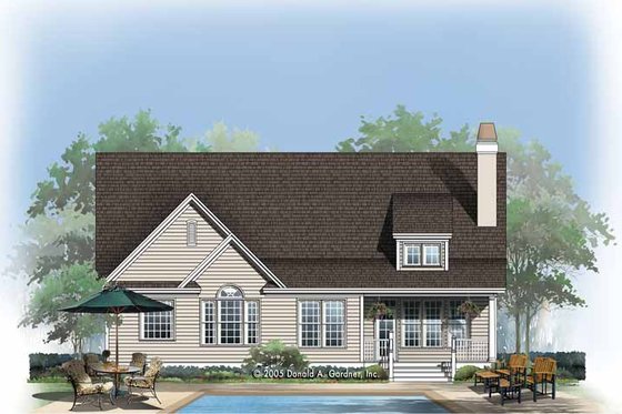 Exterior - Rear Elevation for Country House Plan #929-765 - 3 bed, 2.5 bath