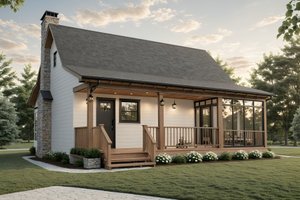 Exterior - Rear Elevation for Farmhouse House Plan #21-496 - 1 bed, 1 bath