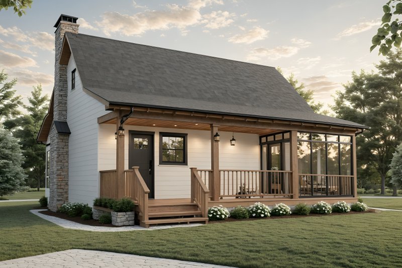 Architectural House Design - Exterior - Rear Elevation for Farmhouse House Plan #21-496 - 1 bed, 1 bath