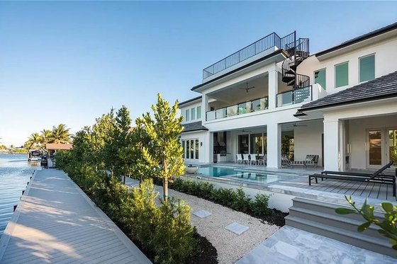 Exterior - Rear Elevation for Beach House Plan #548-55 - 5 bed, 5.5 bath