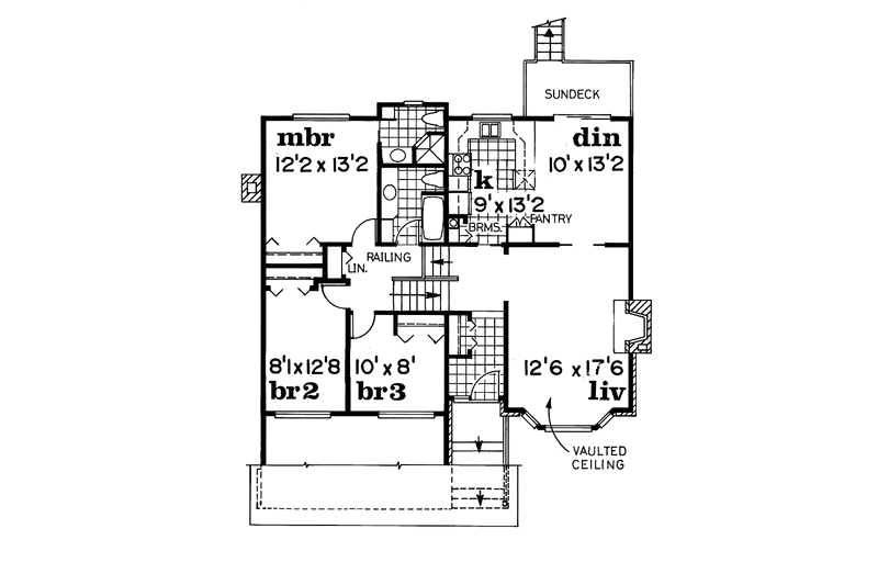 Home Plan - Floor Plan - Main Floor for Contemporary House Plan #47-980 - 3 bed, 2.5 bath