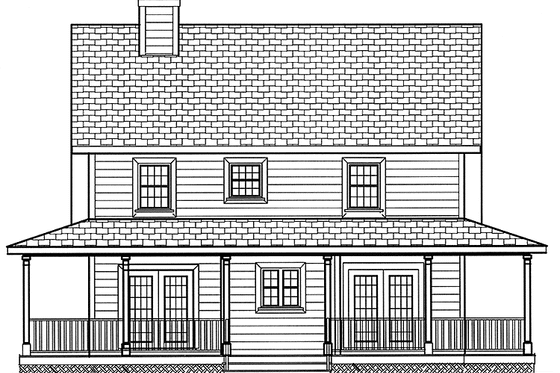 Exterior - Rear Elevation for Country House Plan #3-284 - 4 bed, 2.5 bath