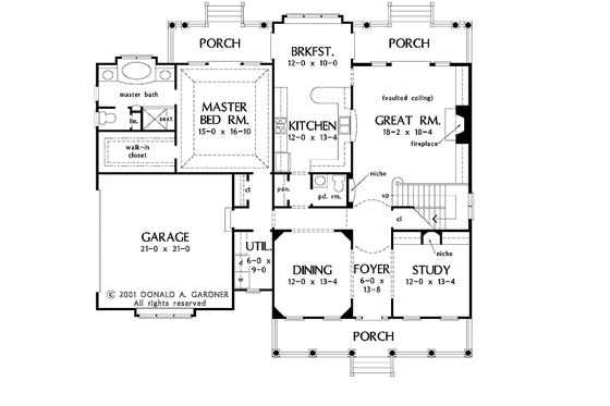 Floor Plan - Main Floor for Country House Plan #929-599 - 4 bed, 2.5 bath