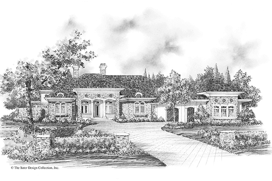 Exterior - Front Elevation 3 for Mediterranean House Plan #930-265 - 3 bed, 3.5 bath