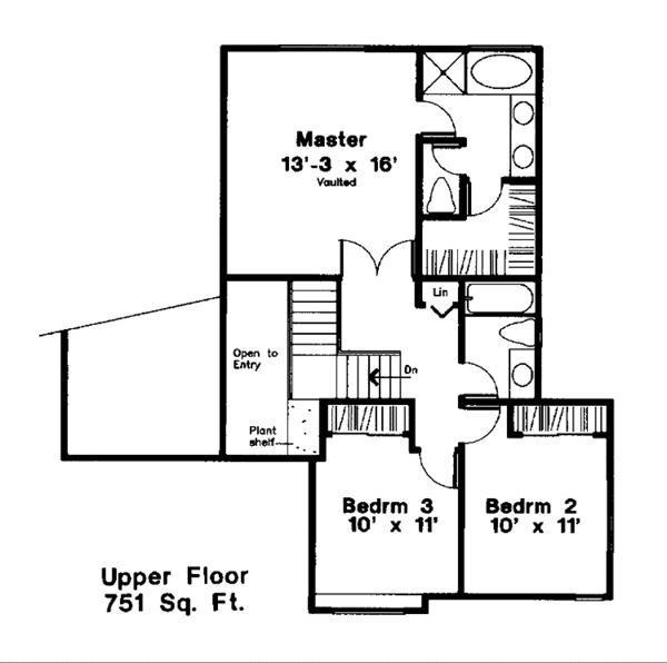 Home Plan - Traditional Floor Plan - Upper Floor Plan #300-117