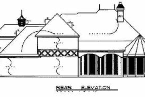Exterior - Rear Elevation for European House Plan #40-195 - 3 bed, 3 bath