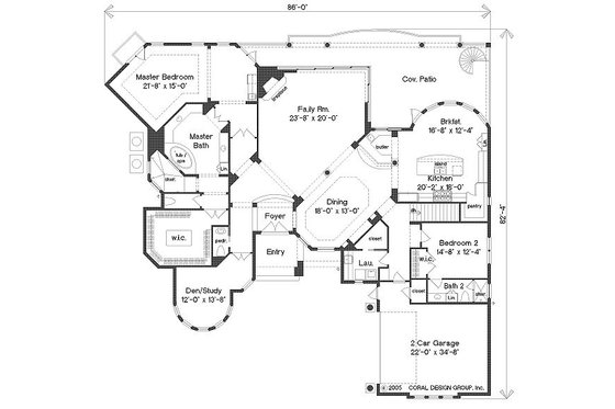 Floor Plan - Main Floor for European House Plan #135-144 - 3 bed, 3.5 bath