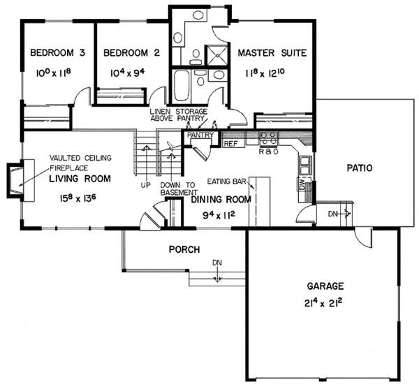 House Blueprint - Ranch Floor Plan - Main Floor Plan #60-824