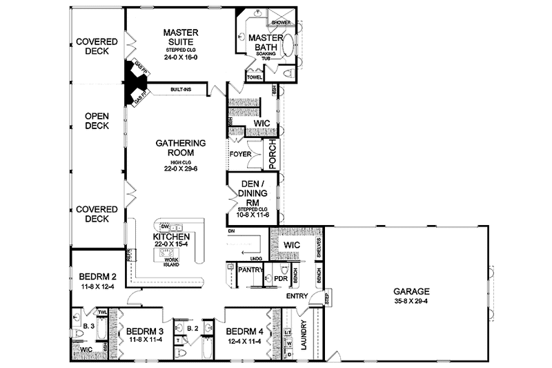 Dream House Plan - Floor Plan - Main Floor for Ranch House Plan #328-319 - 4 bed, 3.5 bath