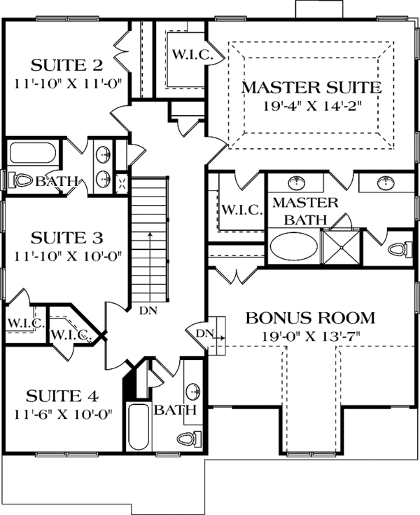 Dream House Plan - Traditional Floor Plan - Upper Floor Plan #453-528