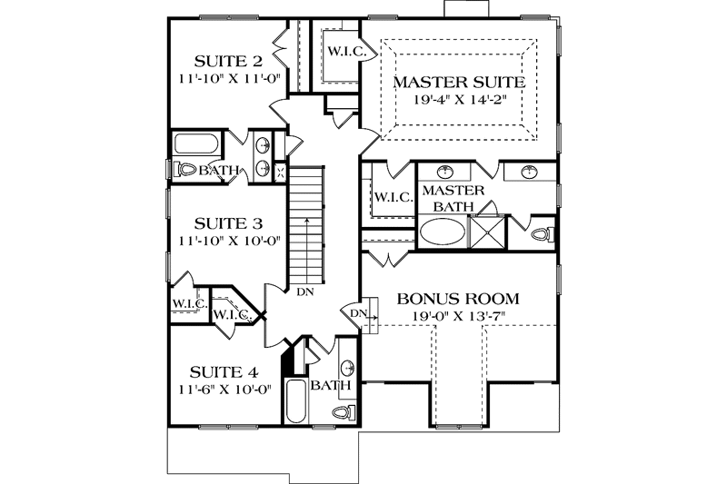 Dream House Plan - Floor Plan - Upper Floor for Traditional House Plan #453-528 - 4 bed, 3.5 bath