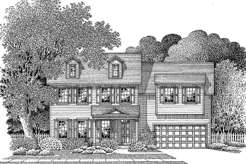 House Plan Design - Exterior - Front Elevation 3 for Colonial House Plan #999-67 - 4 bed, 2.5 bath