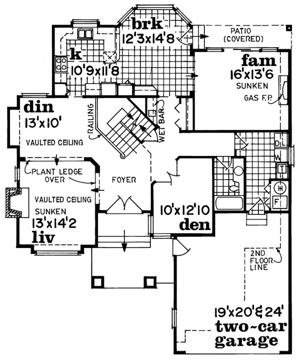 Architectural House Design - Mediterranean Floor Plan - Main Floor Plan #47-840
