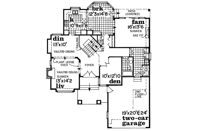 Dream House Plan - Floor Plan - Main Floor for Mediterranean House Plan #47-840 - 3 bed, 3 bath