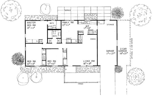 House Blueprint - Ranch Floor Plan - Main Floor Plan #72-495