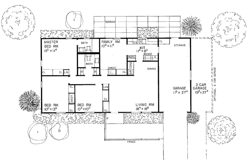 Dream House Plan - Floor Plan - Main Floor for Ranch House Plan #72-495 - 2 bed, 2 bath
