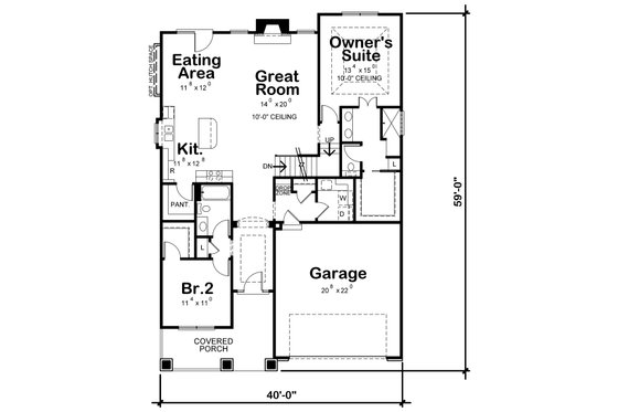 Floor Plan - Main Floor for Cottage House Plan #20-2387 - 5 bed, 3.5 bath