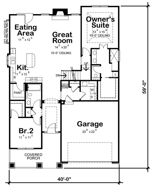 House Blueprint - Cottage Floor Plan - Main Floor Plan #20-2387