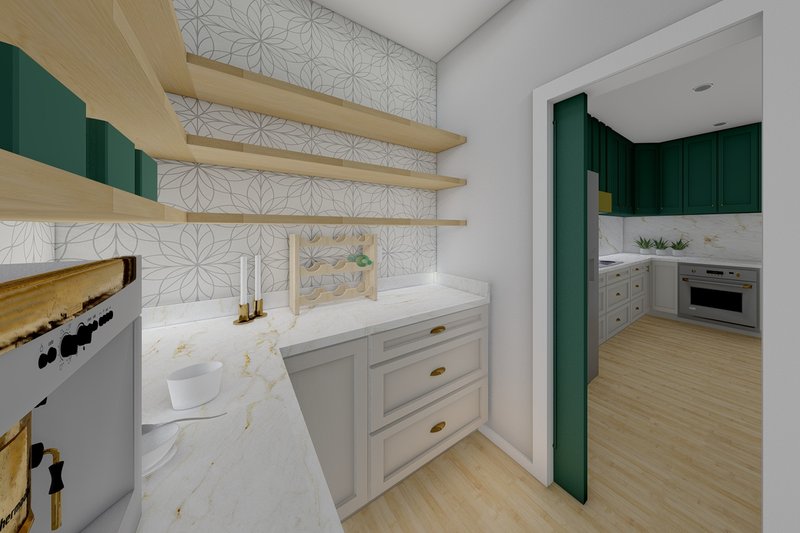 House Blueprint - Interior - Kitchen 4 for Farmhouse House Plan #126-176 - 1 bed, 1.5 bath