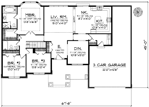 Architectural House Design - Traditional Floor Plan - Main Floor Plan #70-613