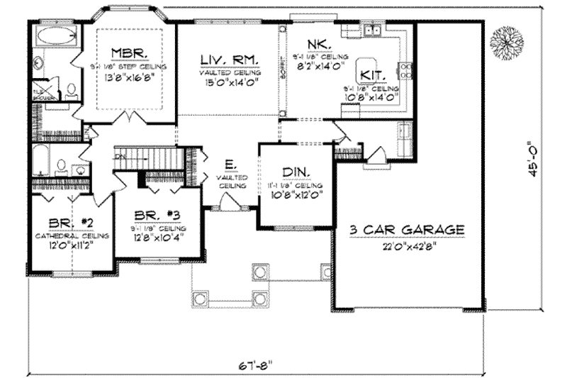 Dream House Plan - Floor Plan - Main Floor for Traditional House Plan #70-613 - 3 bed, 2 bath