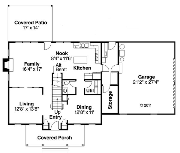 Home Plan - Colonial Floor Plan - Main Floor Plan #124-443
