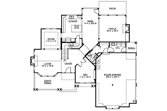 Floor Plan - Main Floor for Craftsman House Plan #132-212 - 4 bed, 2.5 bath