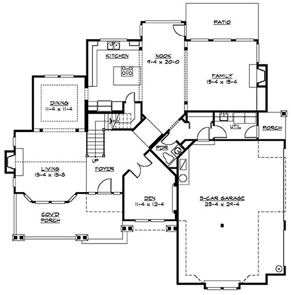 House Blueprint - Craftsman Floor Plan - Main Floor Plan #132-212