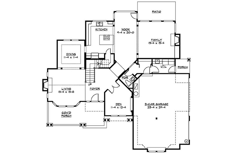 Architectural House Design - Floor Plan - Main Floor for Craftsman House Plan #132-212 - 4 bed, 2.5 bath