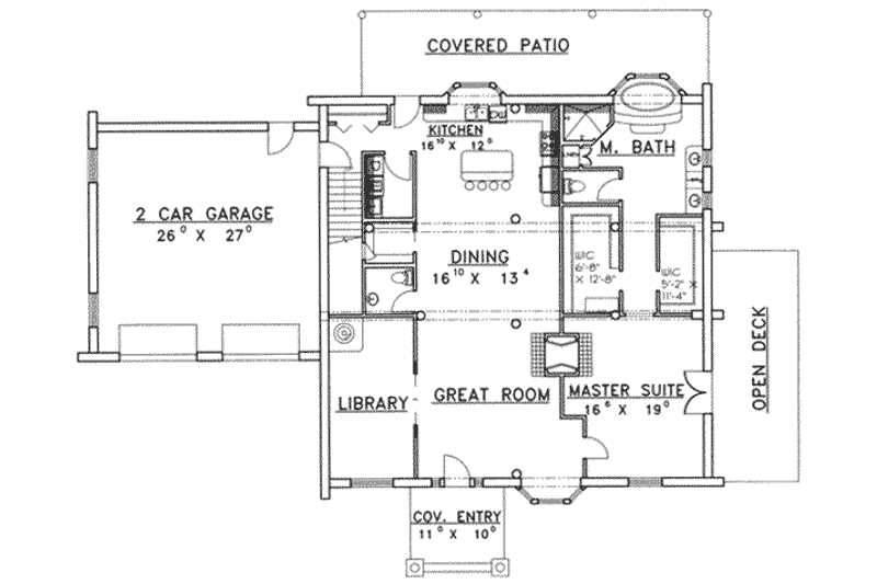 Dream House Plan - Floor Plan - Main Floor for Log House Plan #117-408 - 3 bed, 2.5 bath