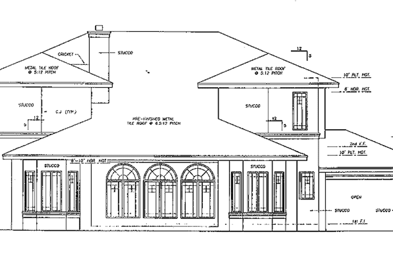 Home Plan - Exterior - Rear Elevation for Mediterranean House Plan #472-199 - 4 bed, 3.5 bath