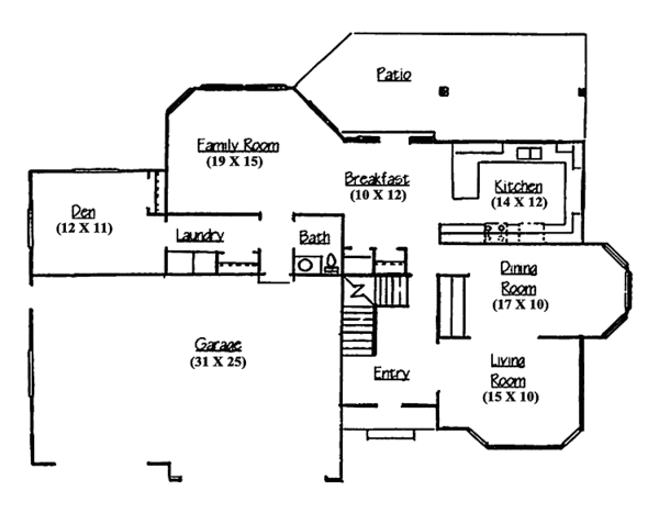 Architectural House Design - Traditional Floor Plan - Main Floor Plan #945-44