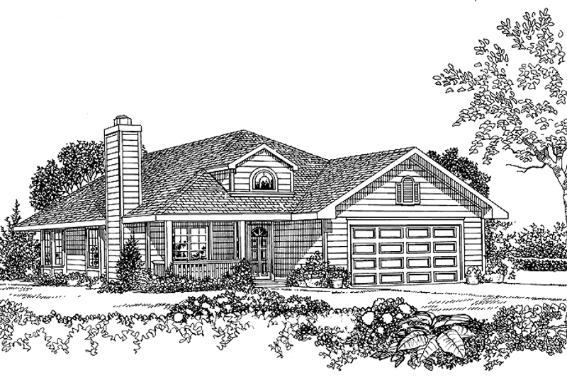 House Plan Design - Exterior - Front Elevation for Ranch House Plan #72-1080 - 3 bed, 2 bath