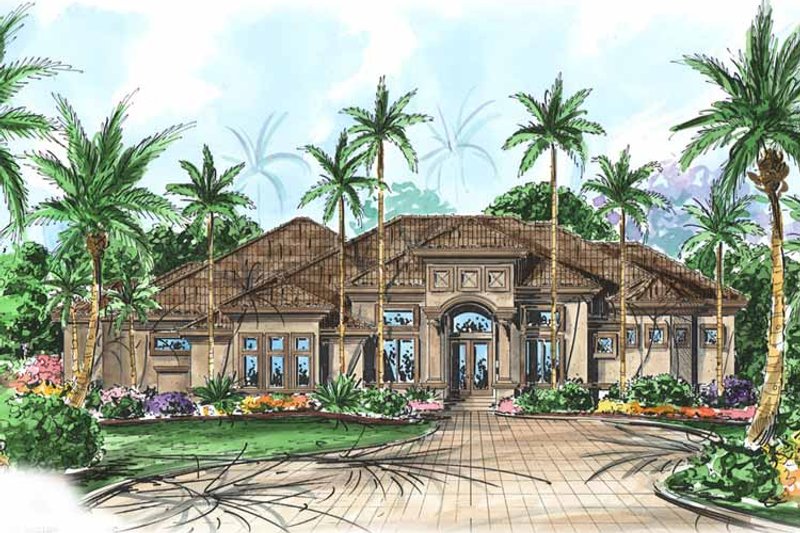 Dream House Plan - Exterior - Front Elevation 3 for Mediterranean House Plan #1017-23 - 3 bed, 3.5 bath