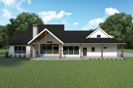 Exterior - Rear Elevation 1 for Farmhouse House Plan #1070-194 - 3 bed, 3.5 bath