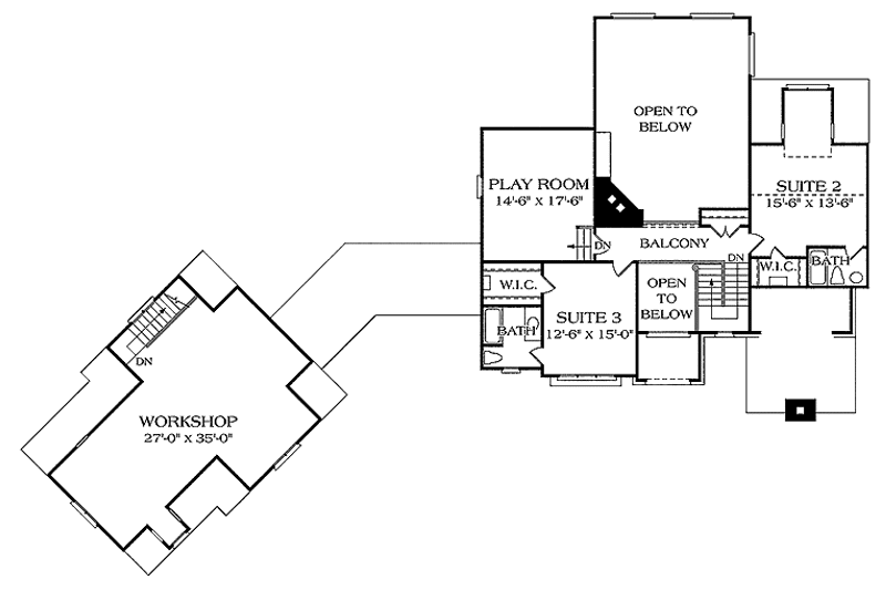 Dream House Plan - Floor Plan - Upper Floor for Country House Plan #453-231 - 4 bed, 5 bath