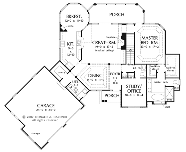 House Plan Design - Craftsman Floor Plan - Main Floor Plan #929-909