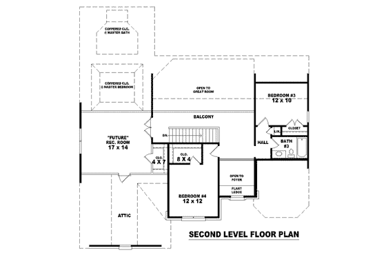 Floor Plan - Upper Floor for European House Plan #81-967 - 4 bed, 3 bath