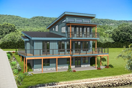 Exterior - Rear Elevation for Modern House Plan #932-384 - 3 bed, 2 bath