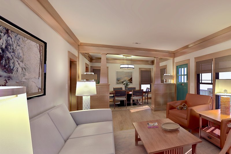 House Design - Interior - Family Room 2 for Craftsman House Plan #489-13 - 3 bed, 2 bath