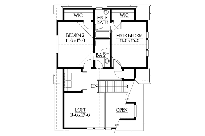 Home Plan - Floor Plan - Upper Floor for Craftsman House Plan #132-281 - 2 bed, 2 bath