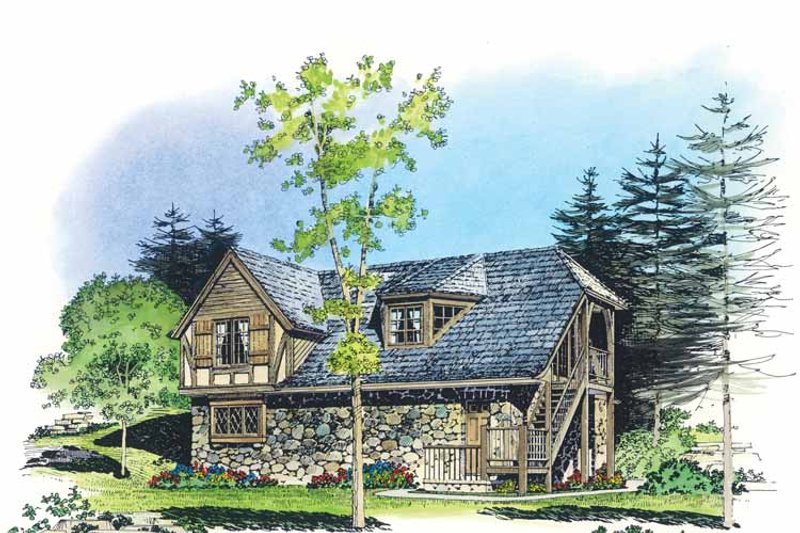 House Plan Design - Exterior - Front Elevation 3 for European House Plan #1016-88 - 2 bed, 1 bath