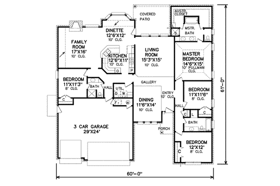 Floor Plan - Main Floor for Traditional House Plan #65-157 - 4 bed, 3 bath