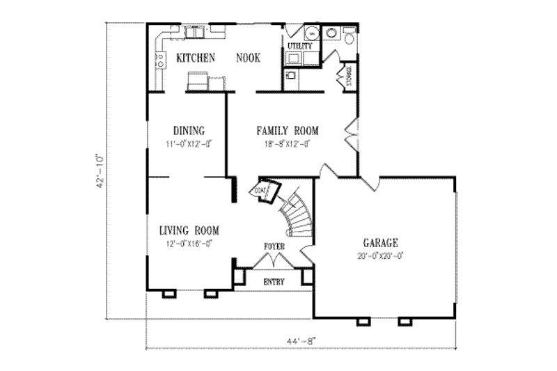 Architectural House Design - Floor Plan - Main Floor for Adobe / Southwestern House Plan #1-410 - 3 bed, 2.5 bath