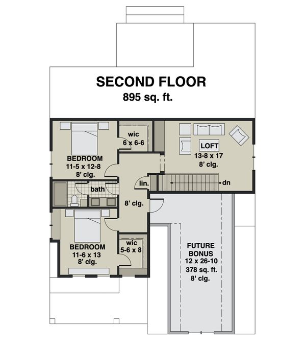 Farmhouse Floor Plan - Upper Floor Plan #51-1166