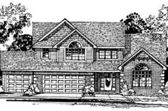Exterior - Front Elevation for Traditional House Plan #50-214 - 3 bed, 2.5 bath