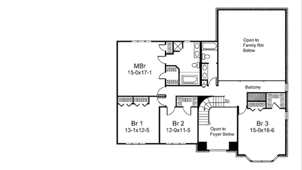 Home Plan - Colonial Floor Plan - Upper Floor Plan #57-544