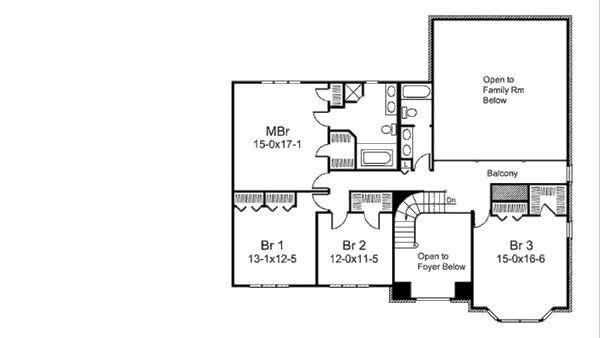 Colonial Floor Plan - Upper Floor Plan #57-544