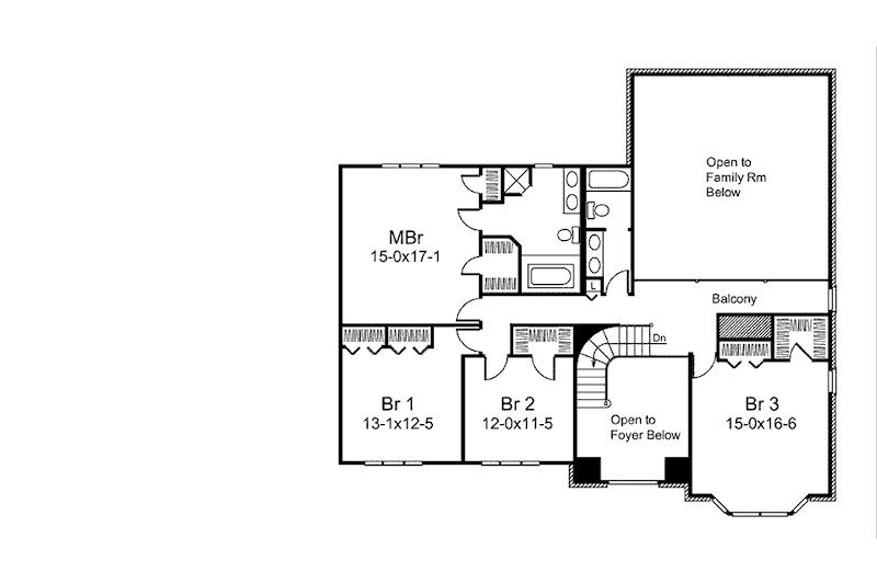 Home Plan - Floor Plan - Upper Floor for Colonial House Plan #57-544 - 4 bed, 3 bath