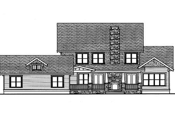 Exterior - Rear Elevation for Craftsman House Plan #413-117 - 4 bed, 3 bath